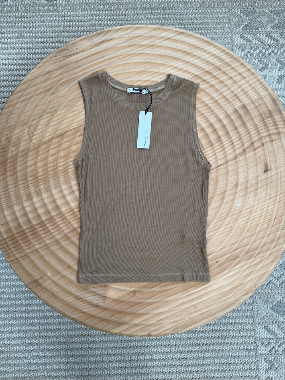 Michael Stars Ribbed Sleeveless Tank in Taupe Brown